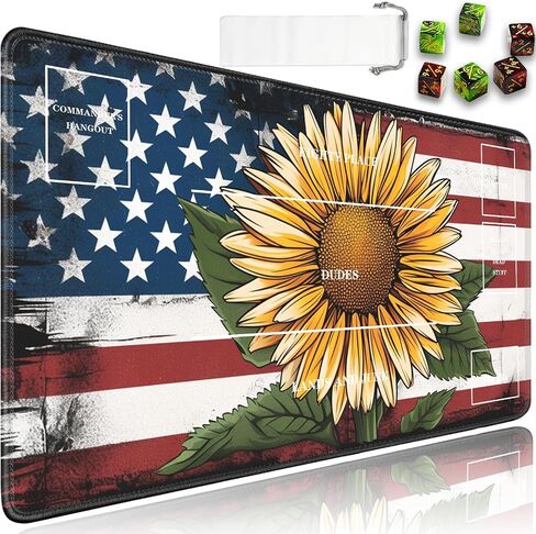 MTG Playmat, 24 x 14 in TCG Playmat with Zones for Magic The Gathering, Ultra pro Trading Card Game Playmats with Storage Bag and 6 Dice, MTG Table Mat Card Accessories, Magic Green Forest Pattern in Kuwait