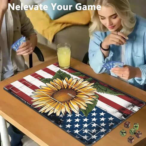 MTG Playmat, 24 x 14 in TCG Playmat with Zones for Magic The Gathering, Ultra pro Trading Card Game Playmats with Storage Bag and 6 Dice, MTG Table Mat Card Accessories, Magic Green Forest Pattern in Kuwait