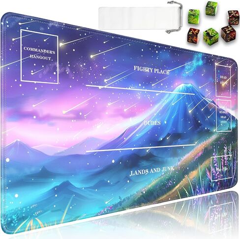 MTG Playmat, 24 x 14 in TCG Playmat with Zones for Magic The Gathering, Ultra pro Trading Card Game Playmats with Storage Bag and 6 Dice, MTG Table Mat Card Accessories, Magic Green Forest Pattern in Kuwait