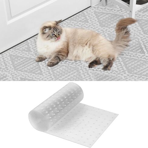 Carpet Protector for Pets 12.2in*3.6FT Cat Scratch Carpet Protector Mat for Doorway Clear Plastic Runners with Spikes to Protect Under Door Carpet Rug Anti Cat Scratch Carpet Stopper Easy to Cut in Saudi Arabia