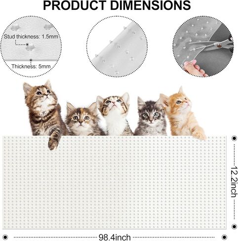 Carpet Protector for Pets 12.2in*3.6FT Cat Scratch Carpet Protector Mat for Doorway Clear Plastic Runners with Spikes to Protect Under Door Carpet Rug Anti Cat Scratch Carpet Stopper Easy to Cut in Saudi Arabia