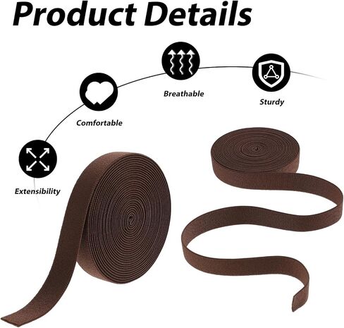 5 Yards Elastic Band for Sewing 1 Inch Wide Double Side Twill Woven Elastic Band High Elasticity Elastic (Brown) in Saudi Arabia