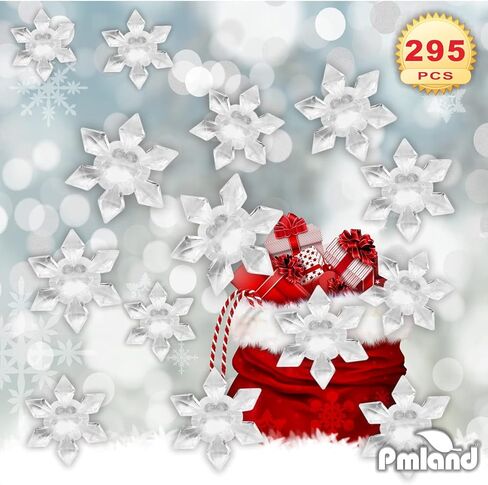 PMLAND Winter Acrylic Clear Snowflake Ornaments and Table Scatter Decoration - 290+ Pieces for Christmas Holiday Party Festival Events Home Decor in Kuwait