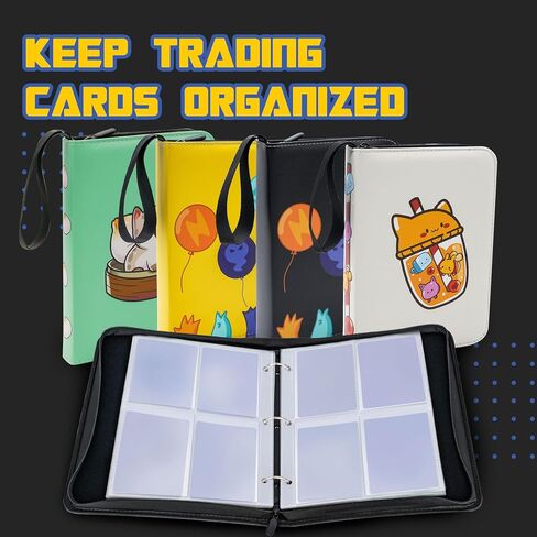 CLOVERCAT 4 Pocket Waterproof Trading Card Binder, Teal, 400 Double Sided Pocket, Fits 400 Cards in Saudi Arabia