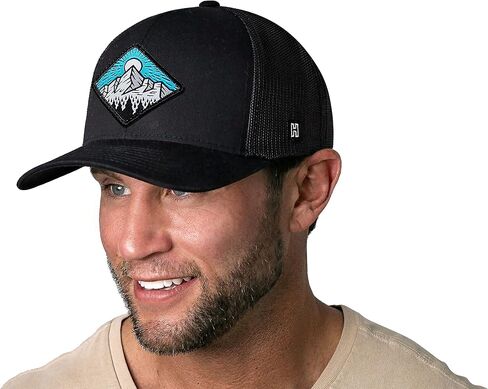 HAKA Diamond Campfire Hat – Camping Trucker Hat for Men & Women, Adjustable Baseball Cap, Mesh Snapback, Outdoor Golf Hat (Black) in Saudi Arabia