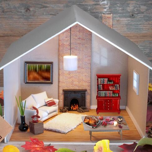 48 Pcs 1:12 Scale Dollhouse Miniatures Books with 1 Miniature Wooden Bookshelf Mini Bookcase Doll House Furniture Accessories for Mini Library Bedroom Decoration(Brown) in Kuwait