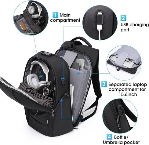 BANGE Travel Backpack for 15.6 Inch Notebook,Lightweight Work Backpacks for Men, Daily Fashion Backpack for Men and Women in Kuwait
