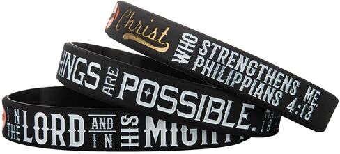 Sainstone Power of Faith Football Bible Silicone Bracelets with Inspirational Scriptures Ephesians 6:10, Matthew 19:26, Philippians 4:13, Motivational Wristbands Gifts for Sports, Men Women in Kuwait