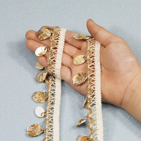 2 Yard 1.18 Inch Shell Fringe Trim Gimp Braid Trim Sewing Tassel Trim Accessories Lampshade Curtain Home DIY Decoration (Apricot) in Kuwait