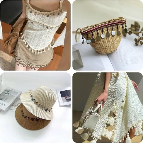 2 Yard 1.18 Inch Shell Fringe Trim Gimp Braid Trim Sewing Tassel Trim Accessories Lampshade Curtain Home DIY Decoration (Apricot) in Kuwait