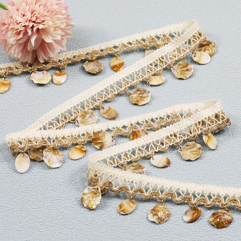 2 Yard 1.18 Inch Shell Fringe Trim Gimp Braid Trim Sewing Tassel Trim Accessories Lampshade Curtain Home DIY Decoration (Apricot) in Kuwait
