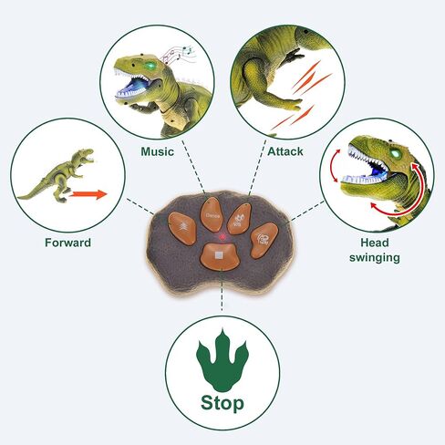 لعبة ديناصور تي ريكس بجهاز تحكم عن بعد من باور تي آر سي للأطفال | أصوات ما قبل التاريخ واقعية | لعبة الروبوت الديناصور تضيء وتزأر | لعبة روبوت المشي تي ريكس بجهاز تحكم عن بعد (أخضر) in Kuwait