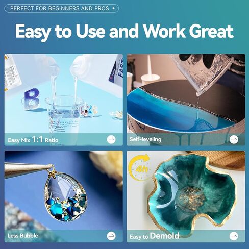 72oz Fast Cure Epoxy Resin Kit,4 Hours Demold Resin, Crystal Clear, Bubble-Free, Anti-Yellowing Casting Resin for Arts, Crafts, Jewelry, Coasters, Keychains, Molds in Saudi Arabia