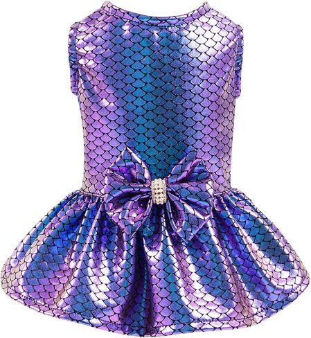 CuteBone Dog Dress Mermaid Girl Puppy Bling Skirt Cat Outfit Small Dogs Costume Pet Clothes for Holiday Beach DD11S in Saudi Arabia