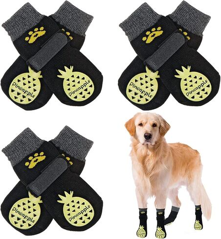 BEAUTYZOO Anti-Slip Dog Socks,Dog Shoes for Hot/Cold Pavement,Paw Protectors with Grips 3 Pairs for Puppy Small Medium Large Senior Old Dogs,Dog Socks to Prevent Licking and Hardwood Floor Protection in Saudi Arabia