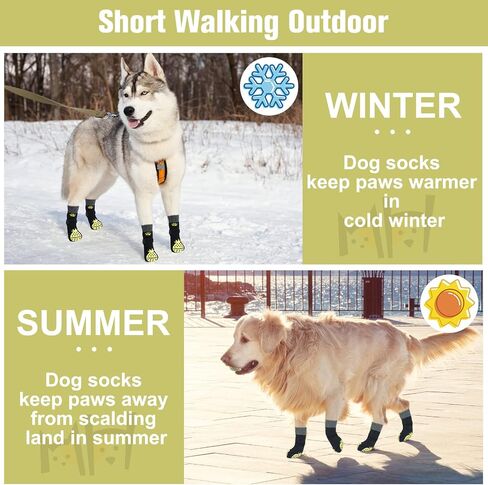 BEAUTYZOO Anti-Slip Dog Socks,Dog Shoes for Hot/Cold Pavement,Paw Protectors with Grips 3 Pairs for Puppy Small Medium Large Senior Old Dogs,Dog Socks to Prevent Licking and Hardwood Floor Protection in Saudi Arabia