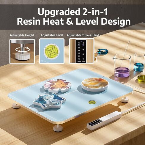 OFFNOVA Resin Heating Mat & Resin Leveling Table, 2-in-1 Resin Tools, Fast Curing Epoxy Resin, Resin Curing Machine for Resin Molds, Undeformed Resin Dryer with Smart Timer & Temperature Control in Kuwait