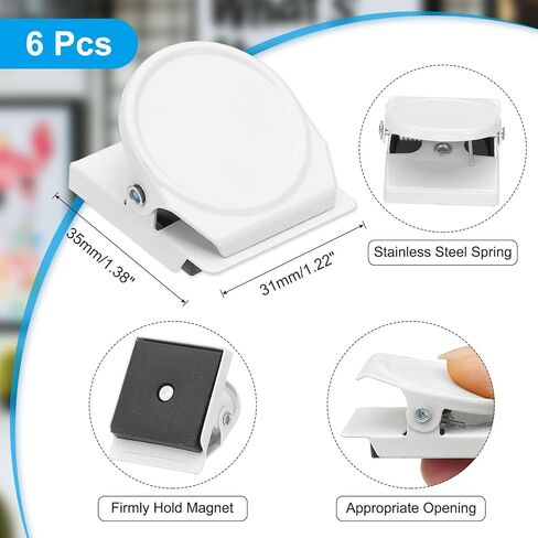 PATIKIL 31mm Magnetic Clips, 6Pcs Stainless Steel Refrigerator Magnet Hook Clips for Photo Displays, Whiteboards, Fridges, Classrooms, Office, Light Pink in Saudi Arabia