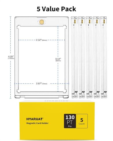130pt Magnetic Card Holders for Trading Cards - 5 Pack White Clear One Touch Hard Cases with Stronger Magnet, UV Protection in Kuwait
