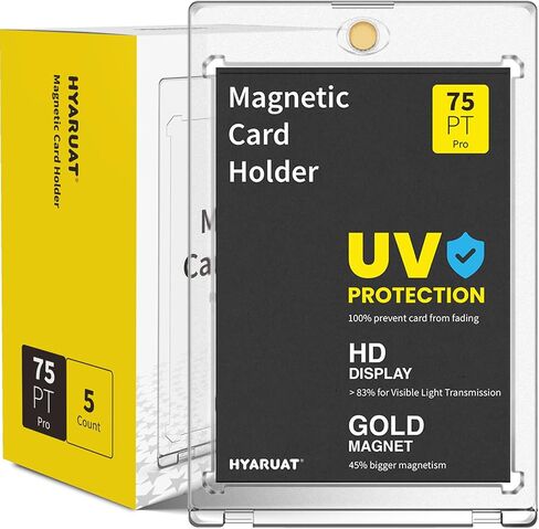 130pt Magnetic Card Holders for Trading Cards - 5 Pack White Clear One Touch Hard Cases with Stronger Magnet, UV Protection in Kuwait