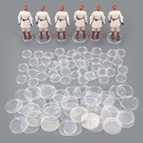 SIXPOINTS 36 Pieces Clear Round Figure Display Stand Base Compatible with 3.75" Movie Action Figure MODERN Star Wars / MODERN G i Joe /Marvel, 25mm Wide Disc,2.35mm Peg Doll Model Support Stand in Kuwait