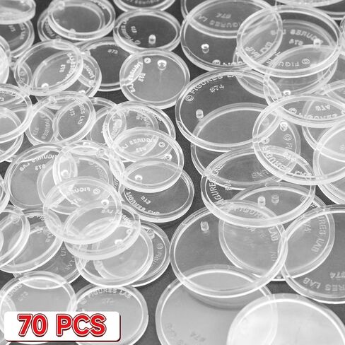 SIXPOINTS 36 Pieces Clear Round Figure Display Stand Base Compatible with 3.75" Movie Action Figure MODERN Star Wars / MODERN G i Joe /Marvel, 25mm Wide Disc,2.35mm Peg Doll Model Support Stand in Kuwait
