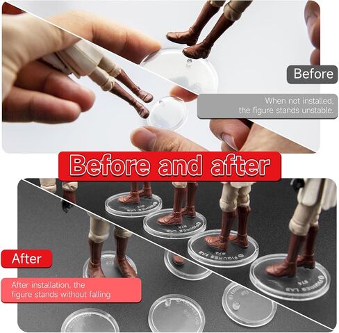 SIXPOINTS 36 Pieces Clear Round Figure Display Stand Base Compatible with 3.75" Movie Action Figure MODERN Star Wars / MODERN G i Joe /Marvel, 25mm Wide Disc,2.35mm Peg Doll Model Support Stand in Kuwait