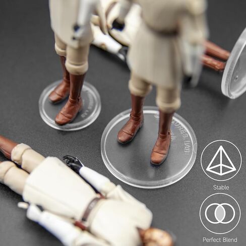 SIXPOINTS 36 Pieces Clear Round Figure Display Stand Base Compatible with 3.75" Movie Action Figure MODERN Star Wars / MODERN G i Joe /Marvel, 25mm Wide Disc,2.35mm Peg Doll Model Support Stand in Kuwait
