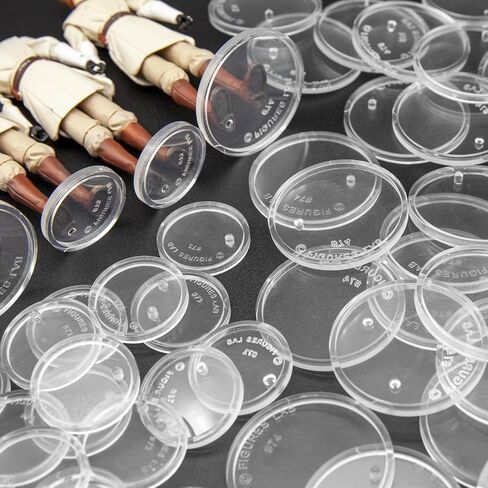 SIXPOINTS 36 Pieces Clear Round Figure Display Stand Base Compatible with 3.75" Movie Action Figure MODERN Star Wars / MODERN G i Joe /Marvel, 25mm Wide Disc,2.35mm Peg Doll Model Support Stand in Kuwait