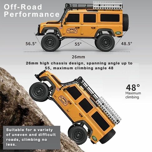 RC Truck 1/18 RC Rock Crawler, MN-111 4x4 Off Road RC Crawler, 2.4GHz Remote Control Car, All Terrain RC Climbing Car with LED Lights and 2 Batteries for Kids and Adults (Black) in Kuwait