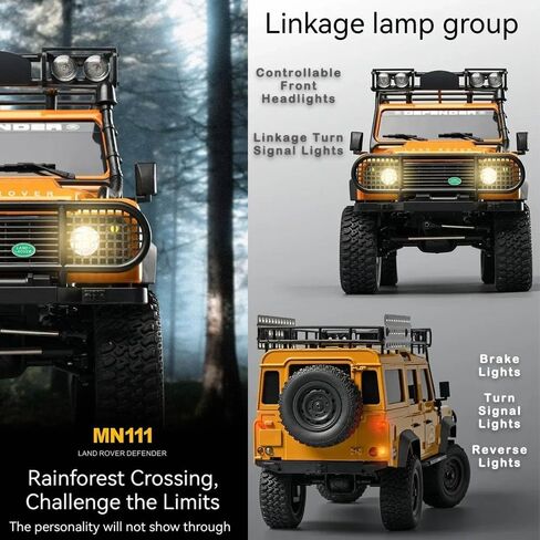 RC Truck 1/18 RC Rock Crawler, MN-111 4x4 Off Road RC Crawler, 2.4GHz Remote Control Car, All Terrain RC Climbing Car with LED Lights and 2 Batteries for Kids and Adults (Black) in Kuwait