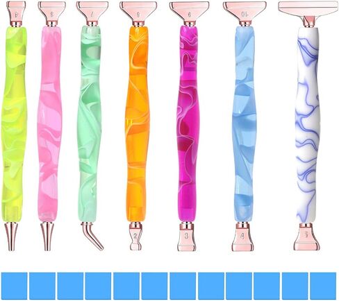 Diamond Painting Art Drill Pen with Stainless Steel Metal Tips Placer Grid Nibs Angle Tip and Clay Glue Tool Kit Accessories Pack for Diamond Painting, Diamond Art, Nail Art 7colors in Kuwait