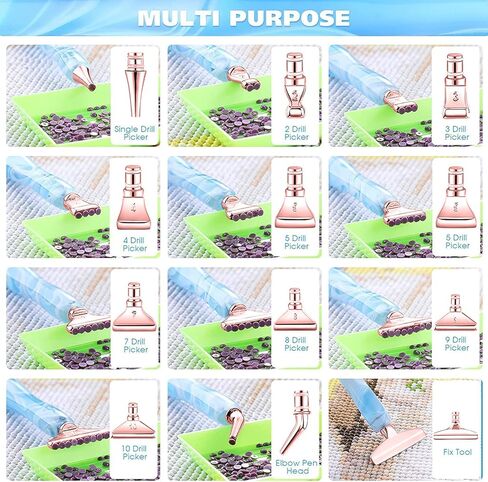 Diamond Painting Art Drill Pen with Stainless Steel Metal Tips Placer Grid Nibs Angle Tip and Clay Glue Tool Kit Accessories Pack for Diamond Painting, Diamond Art, Nail Art 7colors in Kuwait