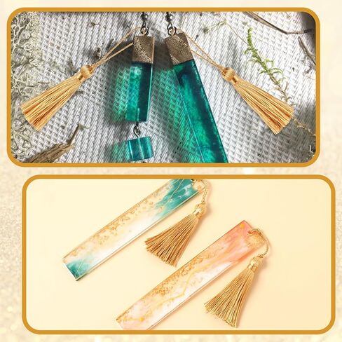 45PCS Gold Mini Bookmark Tassels with Cord Loops, 4.3inch/11cm Gold Handmade Silky Soft Craft, Small Tassels, Colorful Small Tassels for Bookmarks DIY Crafts Keychain Jewelry Making in Saudi Arabia