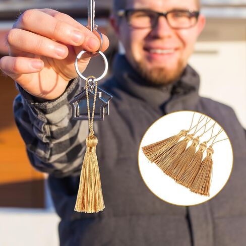 45PCS Gold Mini Bookmark Tassels with Cord Loops, 4.3inch/11cm Gold Handmade Silky Soft Craft, Small Tassels, Colorful Small Tassels for Bookmarks DIY Crafts Keychain Jewelry Making in Saudi Arabia