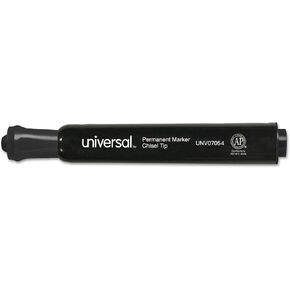 Universal UNV07054 Broad Chisel Tip Permanent Marker - Black (60/Pack)