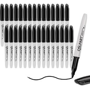 Permanent Markers,Fine Tip Black Permanent Marker Bulk of 30 Pack Black Marker Set Waterproof,Fade-resistant,Quick Drying Markers Work On Wood, Metal, Plastic, Stone, Glass For Office School