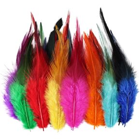 Daieeparty 120pcs Saddle Hackle Rooster Feathers 4-6 Inches Colorful Bulk Chicken Feather for DIY Crafts Earrings Dream Catcher Decor