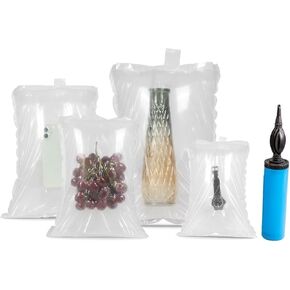 (100 Pack + Free Pump ) BZQZDAI 3.9x5.9inch Clear Plastic Inflatable Air Packaging Bags Air Bubble Bag Suspension Packaging Air Pillows Air Cushions Buffer Bags Void Fill Cushioning for Shipping and