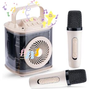 Mini Karaoke Machine for Kids, Creative Kids Microphone with 2 Wireless Microphones,5 Types of Ambient Lights,Birthday Gifts for Girls and Boy Ages 4-12+ Years Old Toddler Teens (Light Pink)