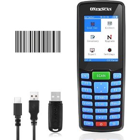Barcode Scanner Wireless 1D CCD Data Collector Portable Inventory Scanner with 2.8" TFT Color LCD Screen Cordless Handheld PDT Reader for Store, Supermarket, Warehouse