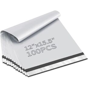 Poly Mailer 12x15.5 Inch 100 Pack,Shipping Bags for Business,Strong Adhesive Self-SealingBags,Waterproof Poly Bag for Clothing,Self-Sealing Envelopes Bags