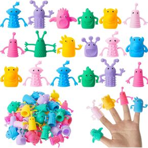 Junkin 40 Pcs Cute Finger Puppets Toys Finger Toys of Monster Pattern Soft Rubber Finger Puppet Halloween Mini Stretchy Fidget Toy Finger Doll Toys Prank Set for Birthday Party Favor(Cute Style)