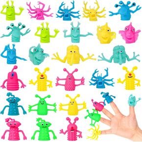 3 otters 25PCS Finger Puppets Toys, Funny Monster Finger Stretchy Toys Finger Puppets Fidget Toys Soft Rubber Finger Toys for Role Playing, Party Favors, Birthday, Christmas Goodie Bag Stuffers