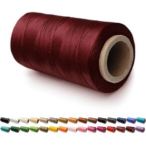 Flat Waxed Thread for Leather Sewing, String Polyester Cord for Leather Craft Stitching Bookbinding Cafts (0.8mm 150D, Black)