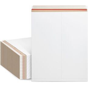 Juvale 50 Pack 17x21 Rigid Mailers - 550 GSM Thick Self Adhesive Stay Flat Cardboard Envelopes for Shipping, Mailing Photos, Documents (White)