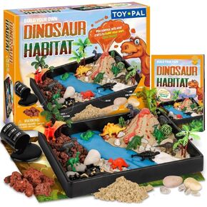 Dinosaur Toys for Kids 5-7, DIY Dinosaur Habitat Playset with 12 Dinosaur Figures + Volcano Experiment, Create, Explore & Learn About Jurassic Era with STEM Dinosaur Crafts for Kids Age 7 8 9 10