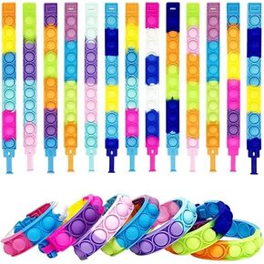Pop Bracelet Fidget Toy, 20Pcs Multi-Color Bracelet Popular Wristband Fidget Watch is Suitable for Children and Adults Stress and Anxiety Relief Wristband (20 PCS)(pop toy)