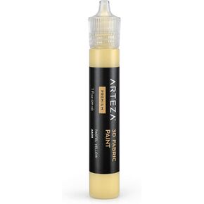 Arteza 3D Fabric Paint, Pastel Yellow A605, 1oz Tube, Washer & Dryer Safe Textile Paint for Clothing, Accessories, Ceramic, Glass & DIY Projects