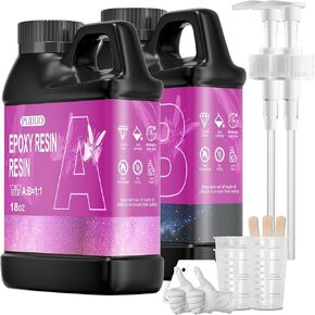 Puduo Epoxy Resin Kit 36OZ，Newly Formulated Crystal Clear Epoxy Resin，Strong, Bubble-Free, Anti-Yellowing Art Resin That，Suitable for DIY, Resin Art, Molds, Jewelry Making, Easy to Mix 1:1 Ratio